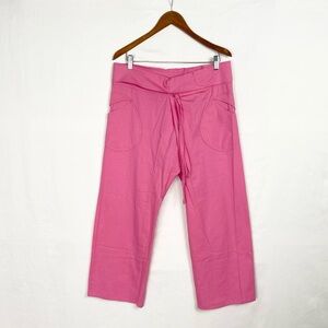 Gimaguas Oahu Fold Over Cotton Trouser in Pink Size Small Ankle Drawstring